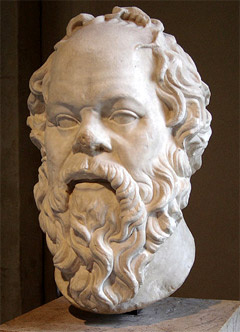 Portrait of Socrates. Marble, Roman artwork (1st century), perhaps a copy of a lost bronze statue made by Lysippos